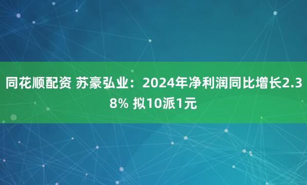 同花顺配资 苏豪弘业：2024年净利润同比增长2.38% 拟10派1元